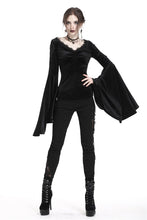Load image into Gallery viewer, Gothic velvet floral shoulder T-shirt with big sleeves TW183 - Gothlolibeauty