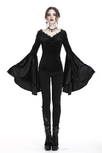 Load image into Gallery viewer, Gothic velvet floral shoulder T-shirt with big sleeves TW183 - Gothlolibeauty