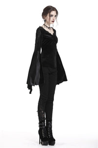 Gothic velvet floral shoulder T-shirt with big sleeves TW183 - Gothlolibeauty