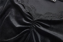 Load image into Gallery viewer, Gothic velvet floral shoulder T-shirt with big sleeves TW183 - Gothlolibeauty