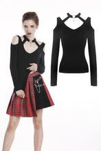 Load image into Gallery viewer, Punk off-shoulder heart neck T-shirt TW194 - Gothlolibeauty