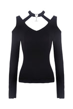 Load image into Gallery viewer, Punk off-shoulder heart neck T-shirt TW194 - Gothlolibeauty