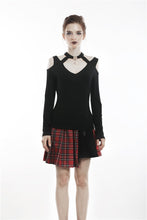 Load image into Gallery viewer, Punk off-shoulder heart neck T-shirt TW194 - Gothlolibeauty