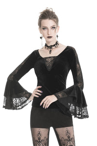 Gothic velvet T-shirt with long sleeves TW215 - Gothlolibeauty