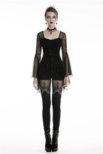 Load image into Gallery viewer, Gothic lace up T-shirt with big mesh flower sleeves TW219 - Gothlolibeauty