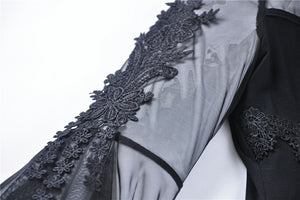 Gothic lace up T-shirt with big mesh flower sleeves TW219 - Gothlolibeauty