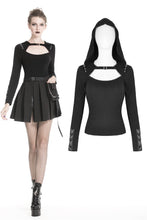 Load image into Gallery viewer, Punk rock hooded long sleeves top T-shirt  TW236 - Gothlolibeauty