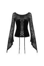 Load image into Gallery viewer, Gothic lace-up velvet T-shirt TW239 - Gothlolibeauty
