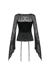 Gothic lace-up velvet T-shirt TW239 - Gothlolibeauty