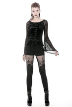 Load image into Gallery viewer, Gothic lace-up velvet T-shirt TW239 - Gothlolibeauty