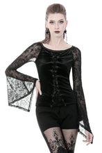Load image into Gallery viewer, Gothic lace-up velvet T-shirt TW239 - Gothlolibeauty