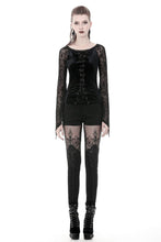Load image into Gallery viewer, Gothic lace-up velvet T-shirt TW239 - Gothlolibeauty