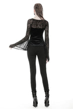 Load image into Gallery viewer, Gothic lace-up velvet T-shirt TW239 - Gothlolibeauty