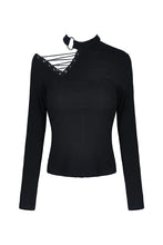 Load image into Gallery viewer, Punk hollow one shoulder sexy T-shirt TW240 - Gothlolibeauty