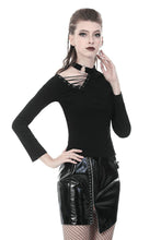 Load image into Gallery viewer, Punk hollow one shoulder sexy T-shirt TW240 - Gothlolibeauty