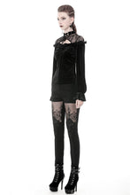 Load image into Gallery viewer, Gothic lace shoulder velvet T-shirt TW242 - Gothlolibeauty