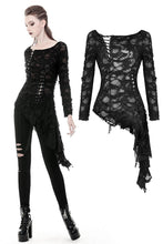 Load image into Gallery viewer, Punk skull back sexy lace-up front ragged T-shirt TW243 - Gothlolibeauty