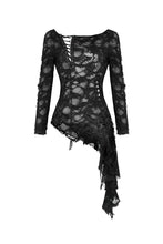 Load image into Gallery viewer, Punk skull back sexy lace-up front ragged T-shirt TW243 - Gothlolibeauty