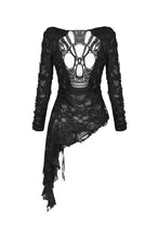 Load image into Gallery viewer, Punk skull back sexy lace-up front ragged T-shirt TW243 - Gothlolibeauty