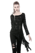 Load image into Gallery viewer, Punk skull back sexy lace-up front ragged T-shirt TW243 - Gothlolibeauty