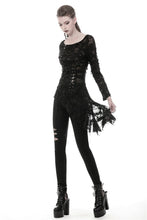 Load image into Gallery viewer, Punk skull back sexy lace-up front ragged T-shirt TW243 - Gothlolibeauty