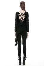 Load image into Gallery viewer, Punk skull back sexy lace-up front ragged T-shirt TW243 - Gothlolibeauty