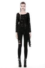 Load image into Gallery viewer, Punk skull back sexy lace-up front ragged T-shirt TW243 - Gothlolibeauty