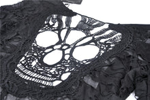 Load image into Gallery viewer, Punk skull back sexy lace-up front ragged T-shirt TW243 - Gothlolibeauty