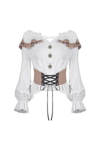 Steampunk off-shoulders bandage waist T-shirt top TW246 - Gothlolibeauty