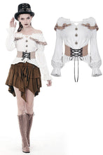 Load image into Gallery viewer, Steampunk off-shoulders bandage waist T-shirt top TW246 - Gothlolibeauty
