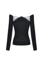 Load image into Gallery viewer, Punk off-shoulder hollow chest T-shirt with lace-up back TW247 - Gothlolibeauty