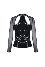 Load image into Gallery viewer, Punk shinning PU zippered Top with sexy net sleeves TW248 - Gothlolibeauty