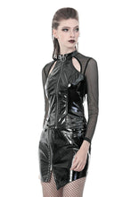 Load image into Gallery viewer, Punk shinning PU zippered Top with sexy net sleeves TW248 - Gothlolibeauty