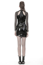 Load image into Gallery viewer, Punk shinning PU zippered Top with sexy net sleeves TW248 - Gothlolibeauty