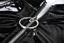Load image into Gallery viewer, Punk shinning PU zippered Top with sexy net sleeves TW248 - Gothlolibeauty
