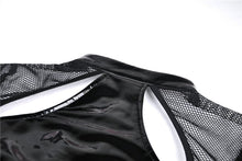Load image into Gallery viewer, Punk shinning PU zippered Top with sexy net sleeves TW248 - Gothlolibeauty