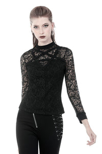Gothic star on lace T-shirt TW249 - Gothlolibeauty