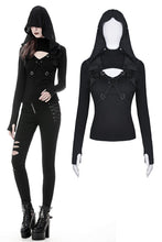 Load image into Gallery viewer, Punk cross connection front hooded women top TW250 - Gothlolibeauty