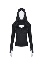 Load image into Gallery viewer, Punk cross connection front hooded women top TW250