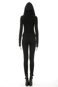 Punk cross connection front hooded women top TW250 - Gothlolibeauty