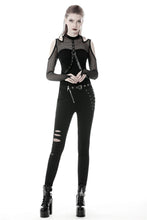 Load image into Gallery viewer, Punk off-shoulder sexy net T-shirt TW254 - Gothlolibeauty