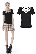 Load image into Gallery viewer, Punk women hollow chest short sleeves T-shirt TW259 - Gothlolibeauty