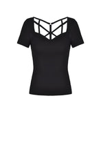 Load image into Gallery viewer, Punk women hollow chest short sleeves T-shirt TW259 - Gothlolibeauty