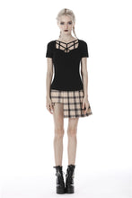 Load image into Gallery viewer, Punk women hollow chest short sleeves T-shirt TW259 - Gothlolibeauty