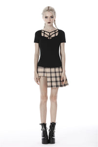 Punk women hollow chest short sleeves T-shirt TW259 - Gothlolibeauty
