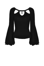Load image into Gallery viewer, Black three hollow on chest big sleeves T-shirt TW262 - Gothlolibeauty