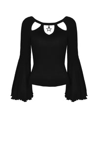 Black three hollow on chest big sleeves T-shirt TW262 - Gothlolibeauty