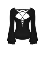 Load image into Gallery viewer, Black three hollow on chest big sleeves T-shirt TW262 - Gothlolibeauty