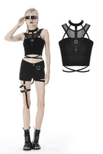 Load image into Gallery viewer, Punk net splicing midriff-baring top T-shirt TW266 - Gothlolibeauty