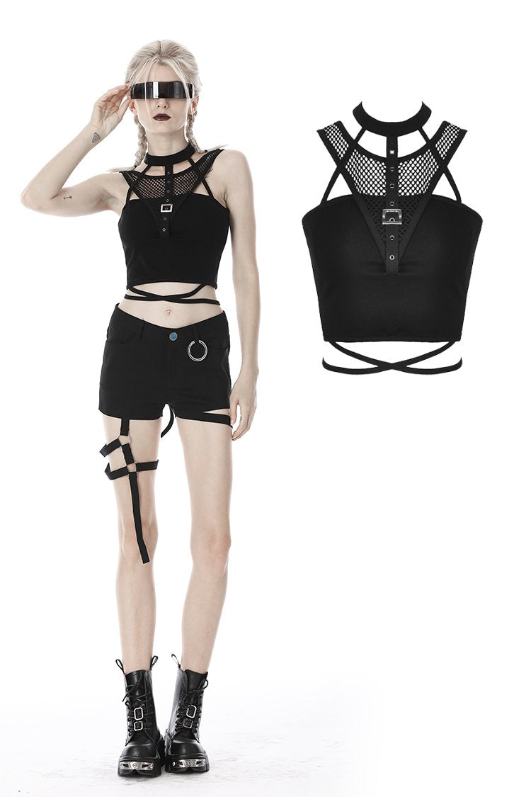 Punk net splicing midriff-baring top T-shirt TW266 – DARK IN LOVE